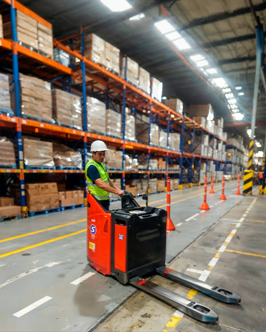 Operador en entrenamiento práctico de transpaleta eléctrica - Consitec Perú